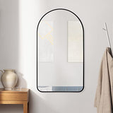 Navaris Miroir Mural Design - Miroir arqué 80 x 45 x 3 cm avec Cadre Noir kit de Montage vis niveleur - Miroir Mural entrée Chambre Salon