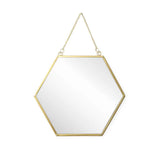 Black Velvet Studio Miroir Mural Mirror Round Mural décoratif, métal, rotin Naturel, Style Ethnique, Nordique, pour Salle de Bain ou Hall d'entrée, Coleur d'or, 26x30x1 cm.