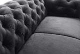MEUBLES Canapé en lit Convertible Chesterfield 3 Places Relax Droit - en Tissu (Velours), Pieds en Bois - Salon & séjour - Avia (Bleu Marine)