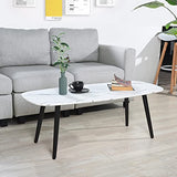MEUBLE COSY Table Basse Salon en Marbre Ovale Meuble de Rangement Design Bout de canapé Moderne Armature en métal, 110x50x40cm