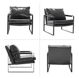 Zouron Fauteuil de Salon Vintage en Similicuir, Fauteuil Relax Confortable avec Pieds en Métal, Fauteuil Chambre Industriel, Gris