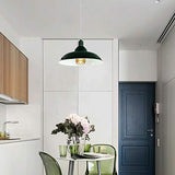 Plafonnier moderne vintage industriel rétro en métal avec abat-jour réglable suspension luminaire industrielle (vert)