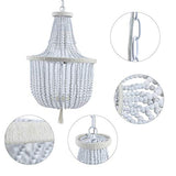 Pendentif en perle de bois - Lustre vintage - Lustre en bois avec 2 culots E14.