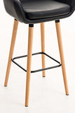 CLP Tabouret de Bar Grant Similicuir - Chaise Haute de Bar Confortable Design Scandinave - Tabouret de Bar Industriel avec Dossier et Accoudoir - Couleur: Noir