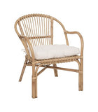 Atmosphera - Fauteuil en Rotin et Assise en Coton Blanc