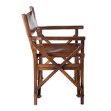 Tousmesmeubles Chaise de Réalisateur Pliable Bois/Cuir Cognac - HOHA - L 56 x l 56 x H 88 - Neuf