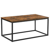 VASAGLE Table Basse pour Salon, avec Cadre en Acier, Facile à Assembler, 100 x 55 x 45 cm, Style Industriel, Marron Rustique et Noir LCT052B01