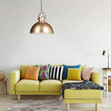 Relaxdays Lampe à suspensions style industriel Shabby luminaire de plafond métal diamètre 40,5 cm LED, doré