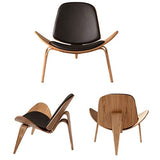 XFENG Chaise Moderne de Style Coquille médiévale, Chaise personnalisée for Avion, chaises de Bureau en Bois Massif avec Tapis et Dos en Cuir, Salon sans Bras en Couleur de Noyer for Le Salon
