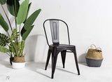Kosmi - Lot de 4 Chaises Noires en métal Noir Mat Style Industriel Factory