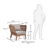 Kave Home - Fauteuil Belleny Beige avec accoudoirs et Structure en Bois Massif d'eucalyptus pour Usage intérieur et extérieur