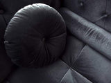 Menzzo A968VD Contemporain Brittish Canapé d'Angle Bois/Velours Noir 240 x 180 x 80 cm