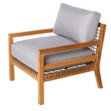 Tousmesmeubles Fauteuil Teck/Corde - BIAK - L 66 x l 73 x H 73 - Neuf