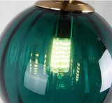 LFsem Plafonnier Simple Tête Coloré Ø15cm Globe En Verre Suspension E14 Loft Chambre Restaurant Suspension Lustre Simple Moderne (Vert Foncé)