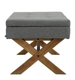 CLP Banquette Namaro en Tissu I Banc avec Pieds Carrés en Bois De Caoutchouc I Bout De Lit avec Espace De Rangement, Couleur:Gris, Couleur du Cadre:Antique Clair