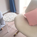 HAOXIANG Table D'appoint De Café À La Maison, Dessus D'effet De Terrazzo Et Jambes en Métal De Finition Blanche, Table De Thé De Support Occasionnel Rond pour,45x55cm