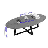 HAOXIANG Table Basse Nordique en Bois Massif, Petit Appartement Ovale Canapé Table D'appoint Maison Salon Chambre Balcon Table De Négociation, Longueur 39.4",Noir