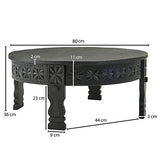 WOHNLING Basse Design 80x36x80 cm Table Basse en manguier en Bois Massif Rond Noir | Table de Salon en Bois Table de Salon Solide | Table de Salon Oriental | Table Basse Table de Salon