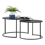Lot de 2 Tables Basses Rondes Gigognes Capacité de Charge 20 kg Tables de Salon Robustes en Fer de Tailles Différentes Noir