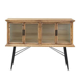 Made In Meubles Buffet vitrine en Bois de Sapin et Verre strié 4 Portes Nicole - Buffet & Vaisselier - Buffet 36 x 120 x 87.5 cm