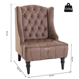 Homcom Fauteuil Chesterfield Grand Confort Dossier Assise capitonné avec Boutons Velours Marron