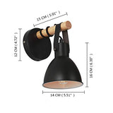 Applique murale industrie du bois rétro vintage lampe noire avec prise EU et interrupteur, y compris ampoule LED 5W E27
