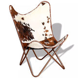 vidaXL Chaise Papillon Cuir Véritable Marron Fauteuil Salon Chambre Maison