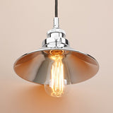 Pathson 21.6cm Abat-Jour en Fer Suspension Luminaire Vintage Industrielle E27 Eclairage Rétro Plafond Lampe Plafonnier Pendant Lampe pour Café,Cuisine,Salle à Manger(Ampoule Non Inclus) Chrome