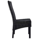 Tidyard Lot de 6 Chaises de Salle à Manger en Rotin Kubu et Bois de Manguier Fabrication à la Main Style Moderne Noir 46 x 61 x 93 cm