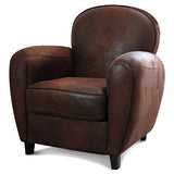 Déco en Ligne - Fauteuil Club Microfibre Marron Vintage