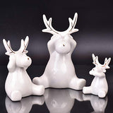 Valery Madelyn 3pcs Ensemble de décoration de Renne de Noël, Ornements en céramique de Figurines de Wapiti, décoration de Table (Hiver étincelant)