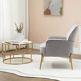 SEPNINE Fauteuil de Salon Moderne en Velours - pour Salon et Chambre à Coucher - Jusqu'à 135 kg (Gris)