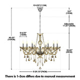 Ridgeyard Lustre Baroque Lustres de Plafond Moderne Lustre Cristal K9 Plafonnier Luminaire pour Salon Chambre Couloir Entrée, 8 Lumières, Cognac