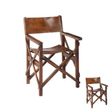 Tousmesmeubles Chaise de Réalisateur Pliable Bois/Cuir Cognac - HOHA - L 56 x l 56 x H 88 - Neuf