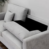 HOMCOM Canapé 3 Places Grand Confort - Rembourrage épais en Mousse Haute densité 25D - 2 Coussins - Piètement en métal Noir Tissu Aspect Lin Gris Clair