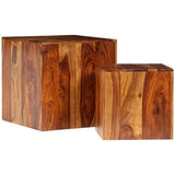 vidaXL 2X Tables Basses Bois Massif de Sesham Table d'Appoint Meuble Salon