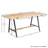 WOHNLING Mango Table de Salle à Manger en Bois Massif Massif avec Structure en métal 200 x 78,5 x 100 cm