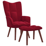 Toshilian Fauteuil avec Repose Pied, Fauteuils Chaise de Salon Fauteuil Relax Relax avec Tabouret Chaise de Relaxation avec Repose-Pied Rouge Bordeaux Velours