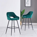 JaHECOME Lot de 2 Tabourets de Bar avec Dossier, Accoudoirs et Repose-Pieds,Chaises de Bar Roubourés, Pieds en Métal Chaises pour Salon, Bistrots (2, Vert)