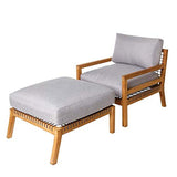 Tousmesmeubles Fauteuil + Pouf d'extérieur Teck/Corde - BIAK - L 66 x l 141 x H 73 - Neuf