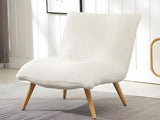 Vente-unique Fauteuil en Tissu Sherpa Effet Peau de Mouton Pepita - Blanc