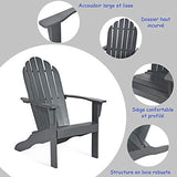 Costway Chaise de Jardin Extérieur Adirondack en Bois Résistant aux Intempéries avec Dossier Incurvé Charge Max. 170KG pour Jardin/Patio/Pelouse et Terrasse