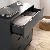 VS Venta-stock Commode Miranda avec 4 tiroirs en Couleur Gris Anthracite, Pieds et façades en Bois Naturel