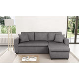 Loungitude - Canapé d'angle réversible, convertible en microfibre avec coffre - Gris - 3 Places