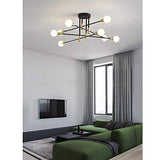Vikaey Lustre industriel moderne de spoutnik, Lumière de plafond de base E27, Luminaire en métal noir pour la cuisine de chambre à coucher de salle de salon(8-lumière)