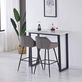 JaHECOME Lot de 4 Tabourets de Bar Gris avec Dossier et Accoudoir Rembourrés, Chaises de Bar en Velours avec Repose-Pieds en Métal pour Bistrots; Salle à Manger, Soirée