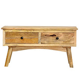 vidaXL Bois de Manguier Massif Table Basse Table d'Appoint avec 2 Tiroirs Table de Salon Table de Canapé Salle de Séjour Maison Intérieur 82x52x42 cm