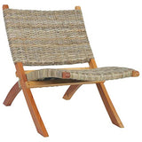 FAMIROSA Chaise de Relaxation Rotin Naturel kubu et Bois d'acajou