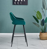 JaHECOME Lot de 2 Tabourets de Bar avec Dossier, Accoudoirs et Repose-Pieds,Chaises de Bar Roubourés, Pieds en Métal Chaises pour Salon, Bistrots (2, Vert)