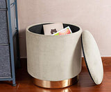 Zedelmaier Tabouret Rond en Velours avec Espace de Rangement, Beige, 373741,5cm